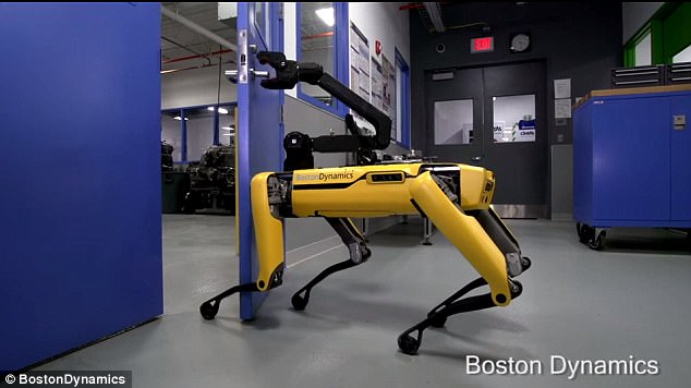 Futuristic Robots: Newest BostonDynamics robot SpotMini has learned how to open doors for his 'friends'