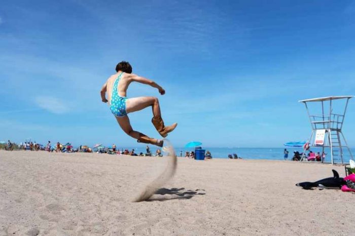 Brokinis is a men's bathing suit launched by two guys from Toronto