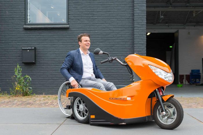 Meet Huka Pendel, an electric wheelchair scooter designed by a Dutch mobility startup that makes it possible for people with disabilities to travel independently