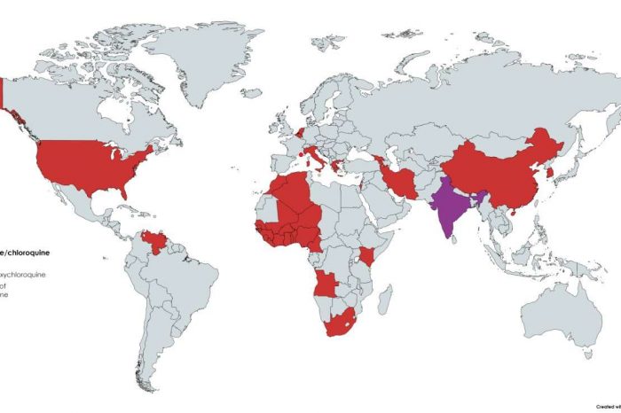 Hydroxychloroquine is now being used worldwide, according to a map from French Dr. Didier Raoult