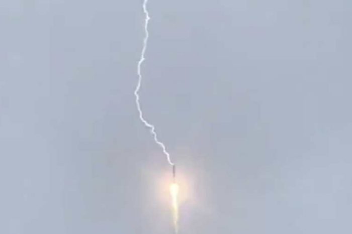 SpaceX: "We can't launch because of bad weather." Russian Soyuz replied with a video of its rocket launch through lightning strikes