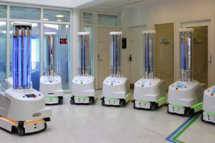 This UV robot, developed by Danish startup Blue Ocean Robotics, can disinfect a hospital room with coronavirus in 15 minutes without any chemicals