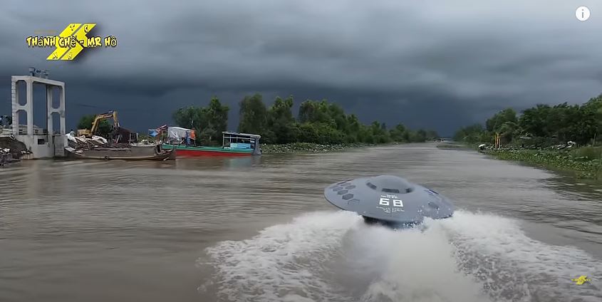 Vietnamese YouTuber Thánh Launched his UFO-shaped Boat Into the River