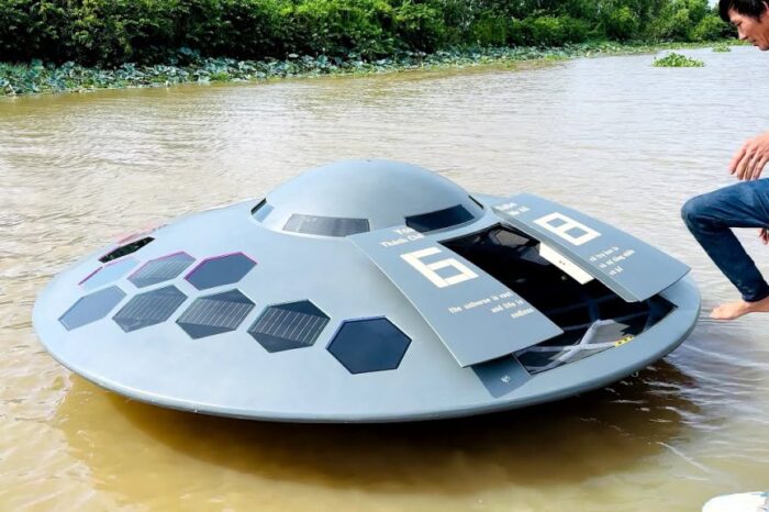 Vietnamese YouTuber Thánh Chế builds futuristic UFO-shaped boat from scratch