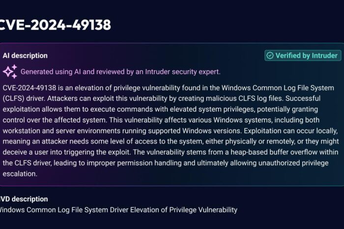 Intruder Enhances Free Vulnerability Intelligence Platform ‘Intel’ with AI-Generated CVE Descriptions